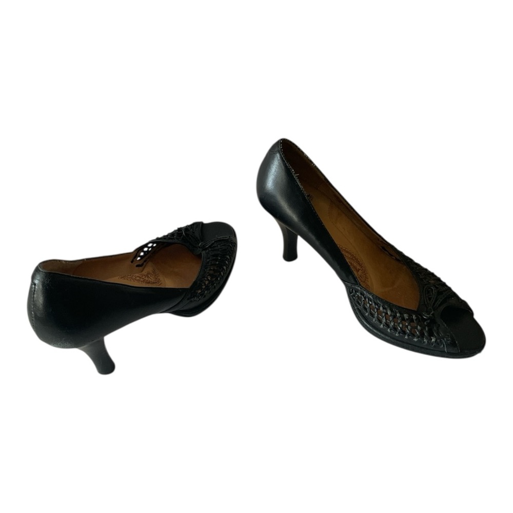 Sofft Black Gilen PeepToe Heels Neutral Workwear Office Retro Comfy Pumps Size 6